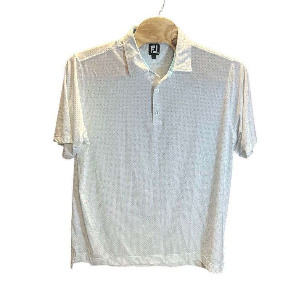 FootJoy 2XL White and Light Blue Polo Shirt